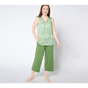 Stan Herman Womens XL Tank & Pants‎ 2 Piece Lounge Set Sweetgrass Green NWT )